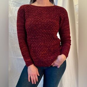 It’s Our Time Basket Weave Burgundy Knit Sweater